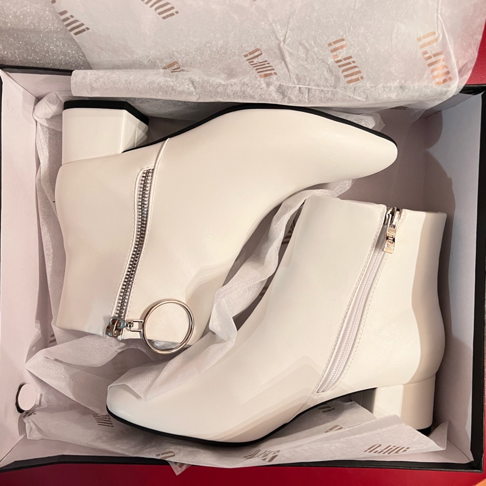 White block heel boots